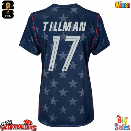 United States Malik Tillman #17 Replica Away Stadium Shirt for Women World Cup 2026 Short Sleeve